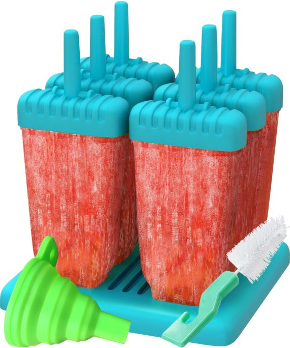 Reusable Ice Pop Molds with Funnel & Cleaning Brush