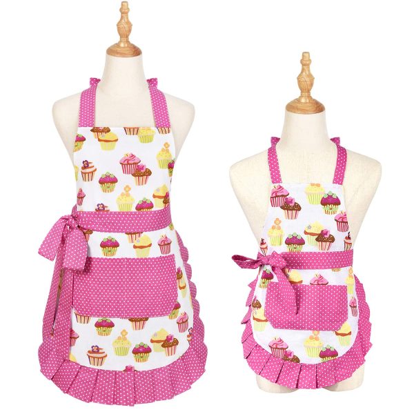 2 Pack 100% Cotton Parent and Child Aprons