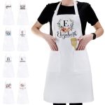 Personalized Kitchen Apron Initial Name Flowers Design