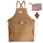 Cotton Canvas Cross Back Apron with Pockets