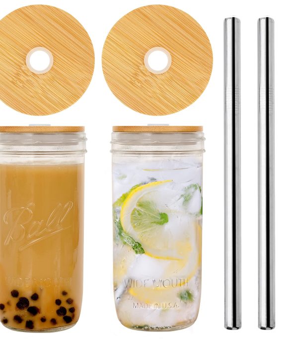 24oz Wide Mouth Mason Jar Drinking Glasses Tumbler