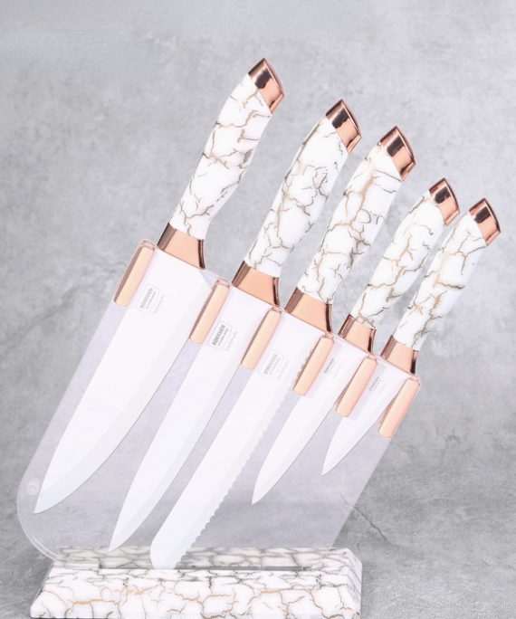 Awesome 6pcs Chef Knife Set White with base