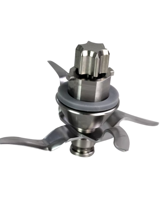 Stainless steel replacement blender blade for Vorwerk Thermomix TM31, designed for durability and efficiency, includes cleaning brush.