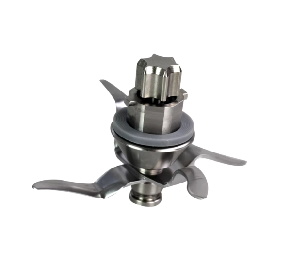 Stainless steel replacement blender blade for Vorwerk Thermomix TM31, designed for durability and efficiency, includes cleaning brush.