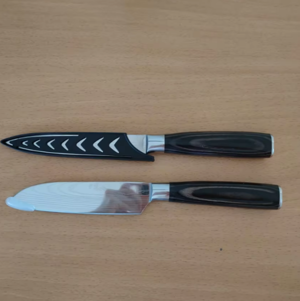 Premium 3-Piece Japanese Santoku Chef Knife Set with Laser Damascus Pattern – Razor Sharp for Precise Slicing - Image 2