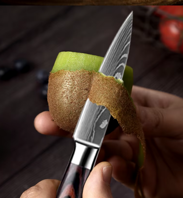 Premium 3-Piece Japanese Santoku Chef Knife Set with Laser Damascus Pattern – Razor Sharp for Precise Slicing - Image 3