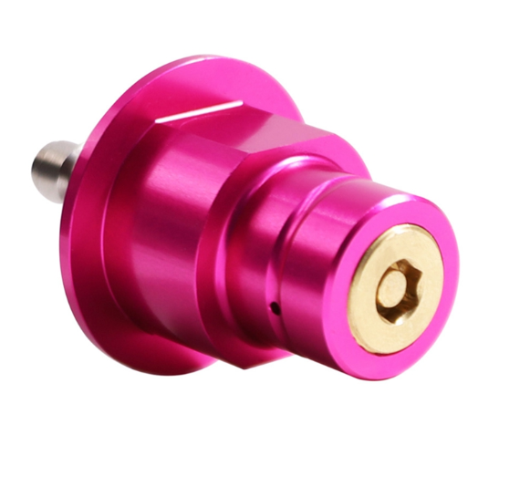 A sleek purple CO2 quick adapter with an 8mm male quick plug, perfect for soda makers like DUO and TERRA, allowing connection to large refill bottles for a more convenient carbonation experience.