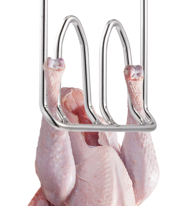 Stainless Steel Double Hook Poultry Hanger – Ideal for Butcher Shops, Restaurants, and Kitchens