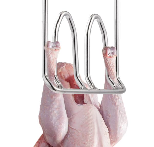 Stainless Steel Double Hook Poultry Hanger – Ideal for Butcher Shops, Restaurants, and Kitchens