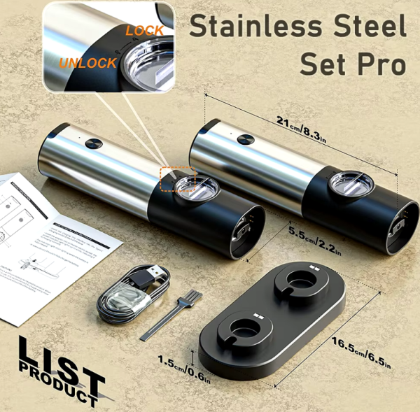 USB Rechargeable Electric Salt and Pepper Grinder for Effortless Seasoning - Image 5